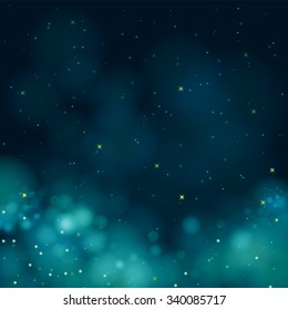 vector glittering stars on bokeh background