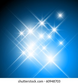 Vector glittering stars on dark blue background