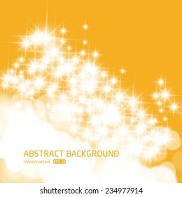 Vector glittering stars on golden glittering Christmas background.
