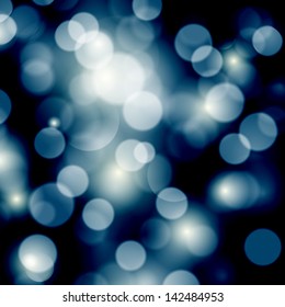 Vector glittery lights blue abstract Christmas background.
