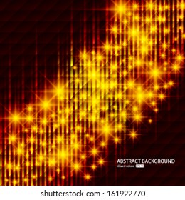Vector glittery lights golden abstract Christmas background.