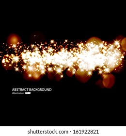 Vector glittery lights golden abstract background.