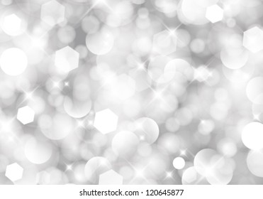 Vector glittery lights silver abstract Christmas background.