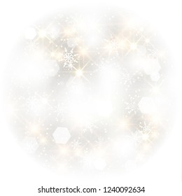 Vector glittery lights silver abstract Christmas background.