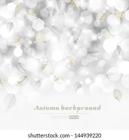 Vector glittery lights silver abstract autumn background.