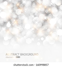 Vector glittery lights silver abstract Christmas background.