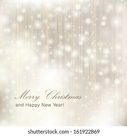 Vector glittery lights silver abstract Christmas background.