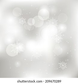 Vector glittery lights silver abstract Christmas background.