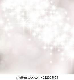 Vector glittery lights silver abstract Christmas background.