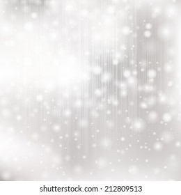 Vector glittery lights silver abstract Christmas background.