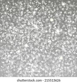 Vector glittery lights silver abstract Christmas background.