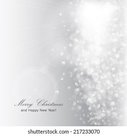 Vector glittery lights silver abstract Christmas background. 