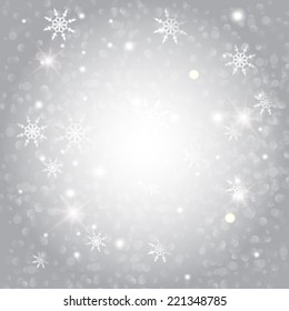Vector glittery lights silver abstract Christmas background.