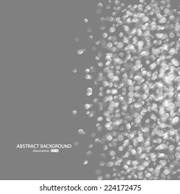 Vector glittery lights silver abstract Christmas background.