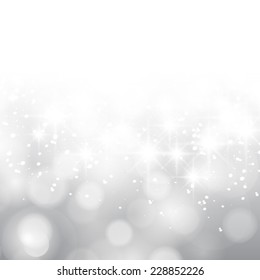 Vector glittery lights silver abstract Christmas background.