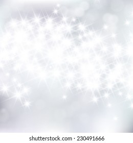 Vector glittery lights silver abstract Christmas background.