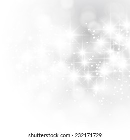 Vector glittery lights silver abstract Christmas background.