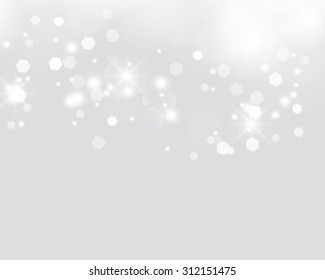 Vector glittery lights silver abstract Christmas background.
