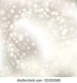 Vector glittery lights silver abstract Christmas background.