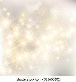 Vector glittery lights silver abstract Christmas background.