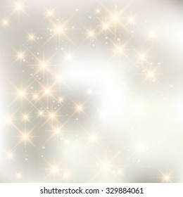 Vector glittery lights silver abstract Christmas background.