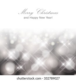 Vector glittery lights silver abstract Christmas background.