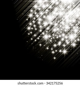 Vector glittery lights silver abstract Christmas background.