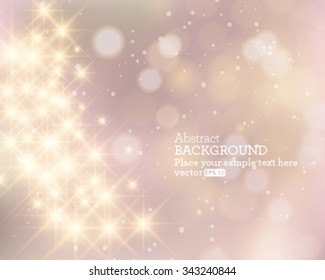 Vector glittery lights silver abstract Christmas background.