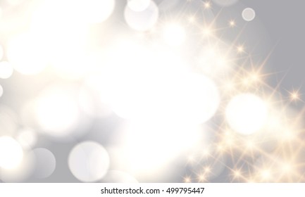 Vector glittery lights silver abstract Christmas background.