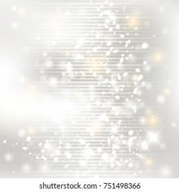 Vector glittery lights silver abstract Christmas background.