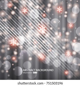Vector glittery lights silver abstract Christmas background.