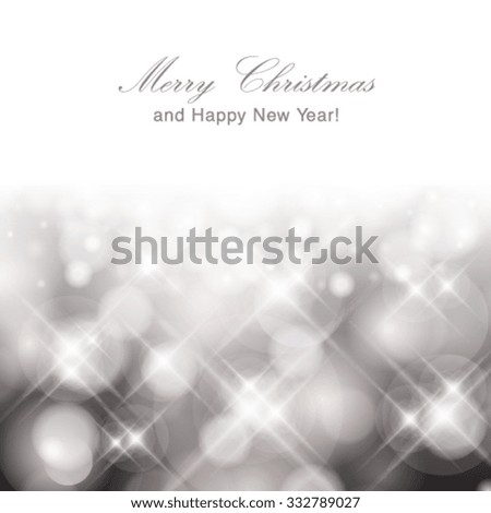 Vector glittery lights silver abstract Christmas background.