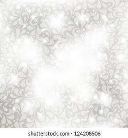 Vector glittery lights silver Valentine's day background.