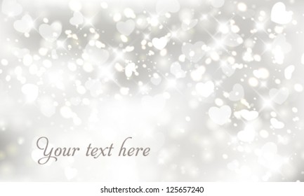 Vector glittery lights silver Valentine's day background from hearts.