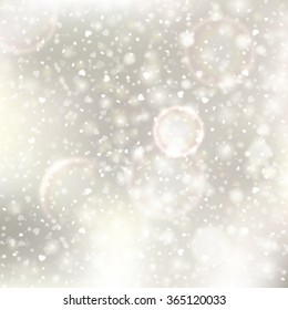 Vector glittery lights silver Valentine's day background from hearts.