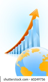 vector global business growth bar graph