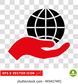 Vector Global Care Hand EPS vector pictogram. Illustration style is flat iconic bicolor intensive red and black symbol on a transparent background.
