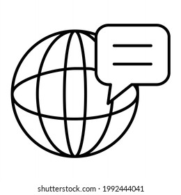 Diseño del icono de contorno de conversación global del vector
