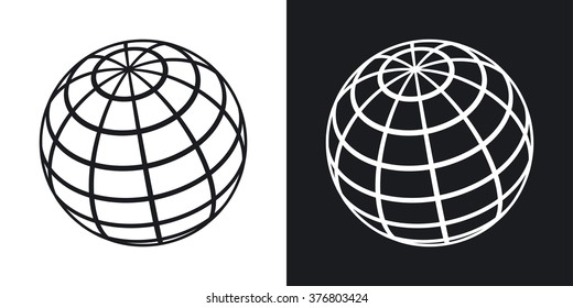 Vector global communications icon. Two-tone version on black and white background