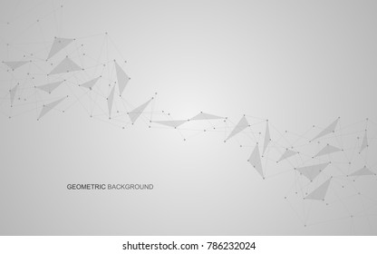 Vector global creative social network. Abstract polygonal background with lines and dots