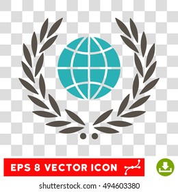 Vector Global Emblem EPS vector pictogram. Illustration style is flat iconic bicolor grey and cyan symbol on a transparent background.