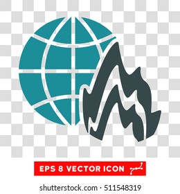 Vector Global Fire EPS vector icon. Illustration style is flat iconic bicolor soft blue symbol on a transparent background.