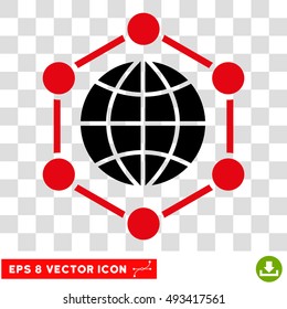 Vector Global Frame EPS vector pictogram. Illustration style is flat iconic bicolor intensive red and black symbol on a transparent background.