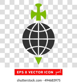 Vector Global Guard EPS vector pictogram. Illustration style is flat iconic bicolor eco green and gray symbol on a transparent background.