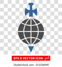 Vector Global Guard EPS vector pictogram. Illustration style is flat iconic bicolor cobalt and gray symbol on a transparent background.