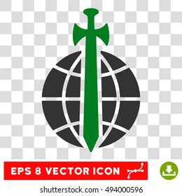 Vector Global Guard EPS vector pictograph. Illustration style is flat iconic bicolor green and gray symbol on a transparent background.