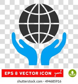 Vector Global Hands EPS vector pictogram. Illustration style is flat iconic bicolor blue and gray symbol on a transparent background.