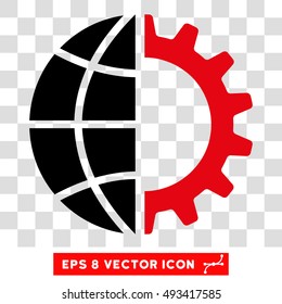 Vector Global Industry EPS vector icon. Illustration style is flat iconic bicolor intensive red and black symbol on a transparent background.