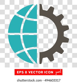 Vector Global Industry EPS vector pictogram. Illustration style is flat iconic bicolor grey and cyan symbol on a transparent background.