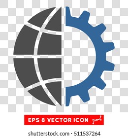 Vector Global Industry EPS vector pictogram. Illustration style is flat iconic bicolor cobalt and gray symbol on a transparent background.